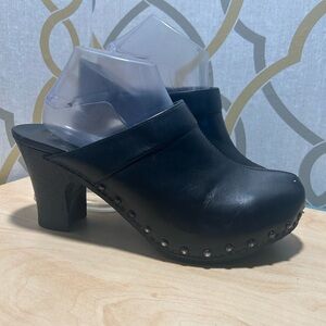 Dansko Rae Heeled Clogs Leather Studs Heels Slip On black Shoes Eu41